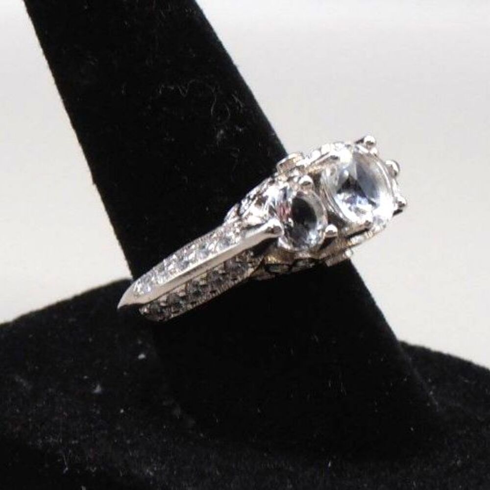 Sterling Silver and CZ Engagement Style Statement Ring - Picture 4 of 8